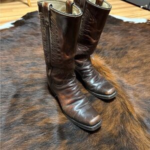 Wrangler Phoenix Dark Brown Leather Multi Color Stitching Boots